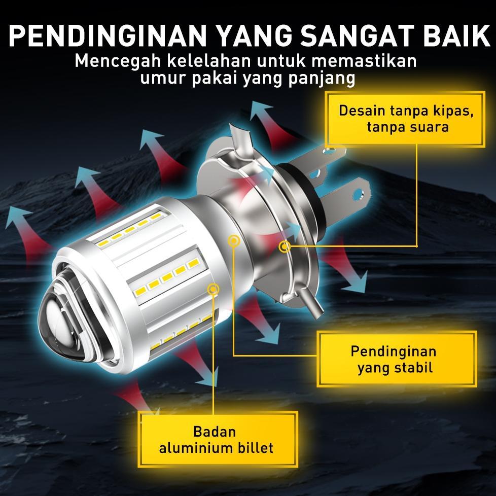 cuci gudang lampu motor led h6 h4 t19 p15d projector super terang 2 warna kuning putih 6000lm  halog