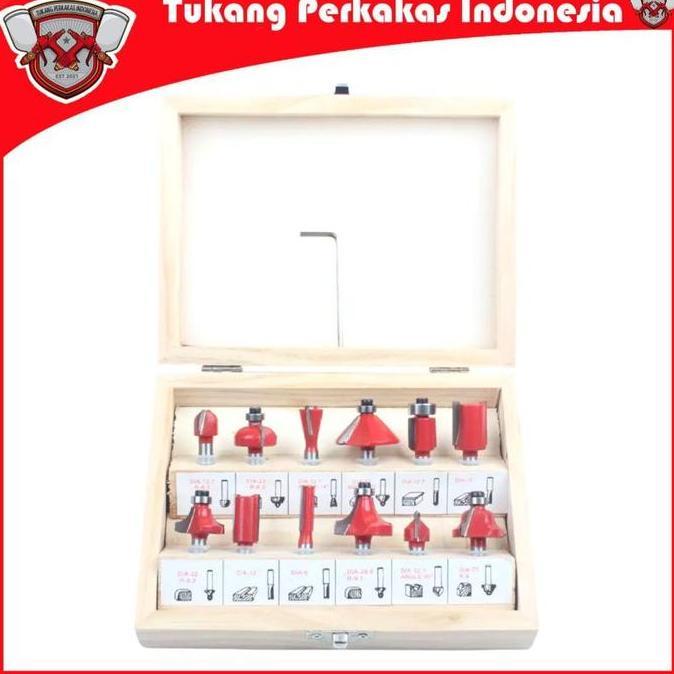 ROUTER BIT SET 12PCS/MATA BOR TRIMER/MATA PROFIL KAYU SET 12PCS TERBAIK