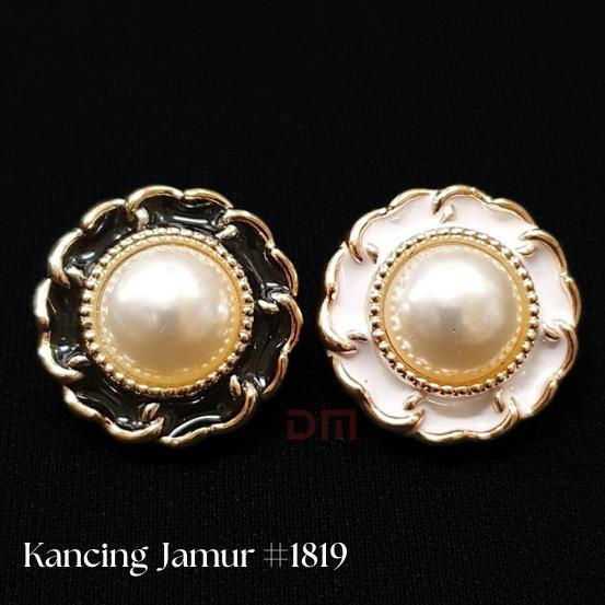 Kancing Jamur Mutiara 1819 Hitam & Putih Uv