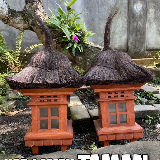 Lampu Taman Bali Model Small 15 Cm Garden Lamp Bali Lampu Motif Rumah Ijuk Lampu Gubuk Kap Lampu Mot