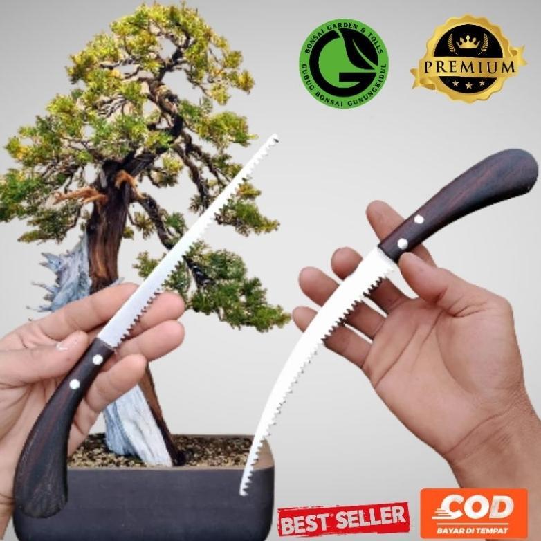 NEW gergaji bonsai kecil lokal lurus lengkung 25cm bahan baja slendang gagang sonokeling [terbaik][t