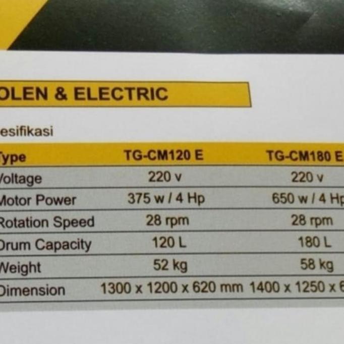 Mesin Molen Mini Semen 120 Liter