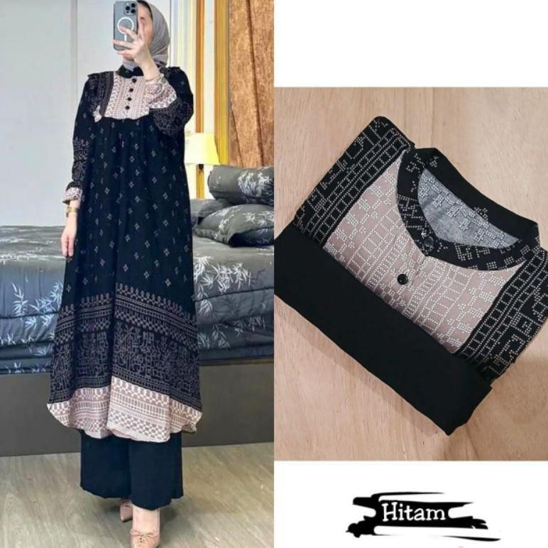 TERBARU Setelan Tunik Denada Rayon Diamond Mix Crinkle Airflow