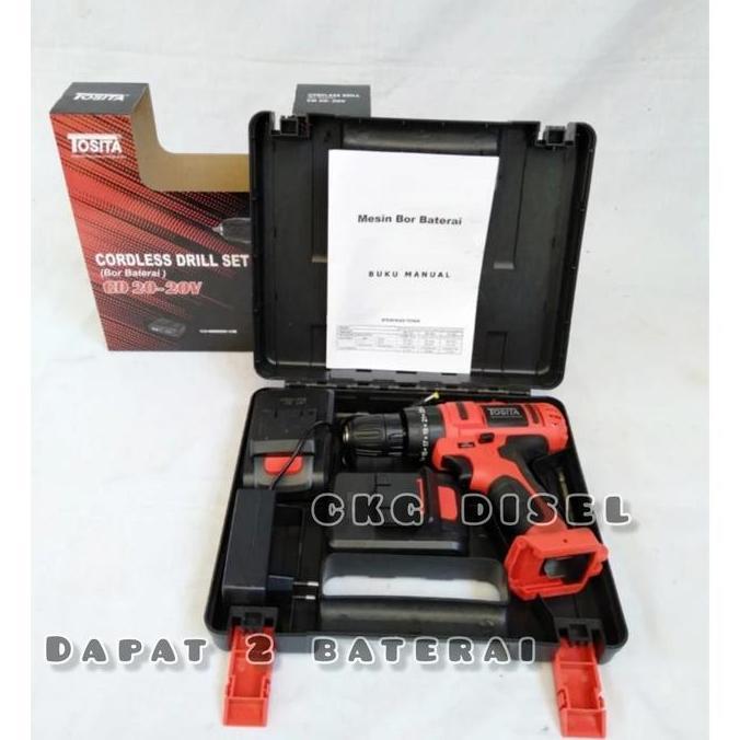 Tosita Mesin Bor Tangan Cordless Cd-20 Volt Mesin Bor Baterai Portable