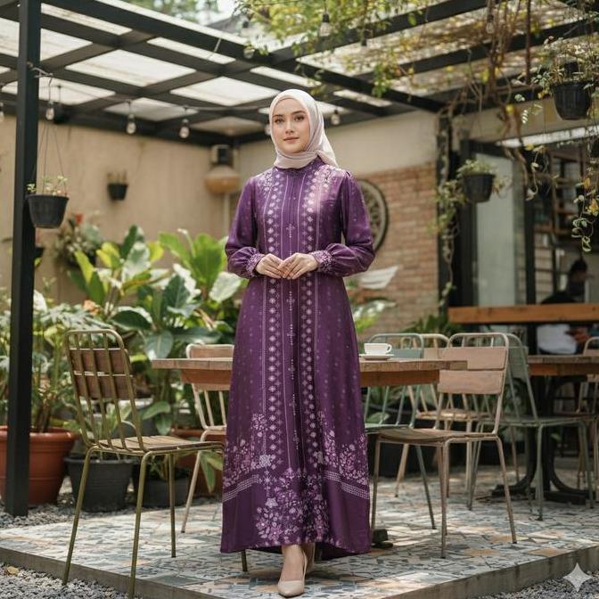 Youu- Snbm - Dress Nita Revanya Silk Motif Elegan Size Jumbo Lebaran 26 - Gaun Nita