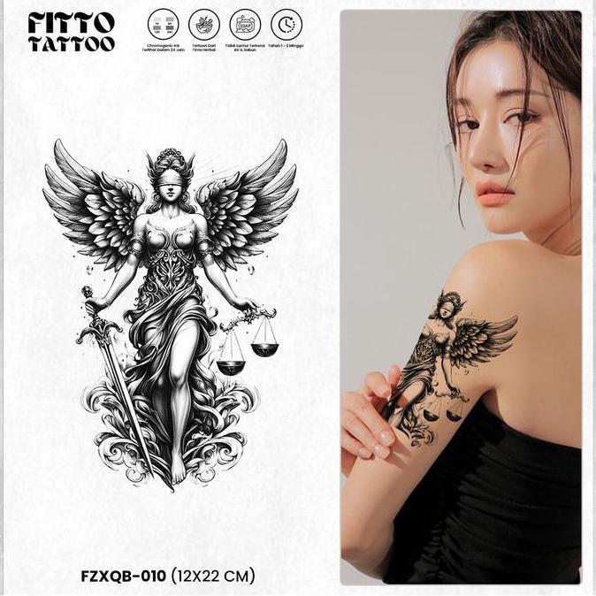 tato temporer semi permanen tattoo fruit ink cewe Wanita angel Sayap