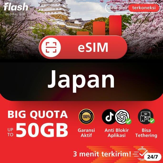 Card - Flash Esim Japan Big Quota (Esim Jepang, Esim Tokyo, Esim Osaka, Esim Kyoto)