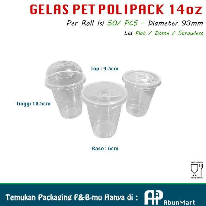 Gelas PET Polipack 14oz (93mm) Isi 50pcs