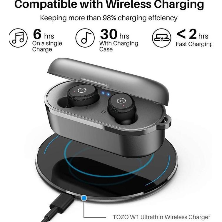 Tozo T10 TWS Stereo Headset Wireless Earbuds Wireless Charging IPX8 Diskon