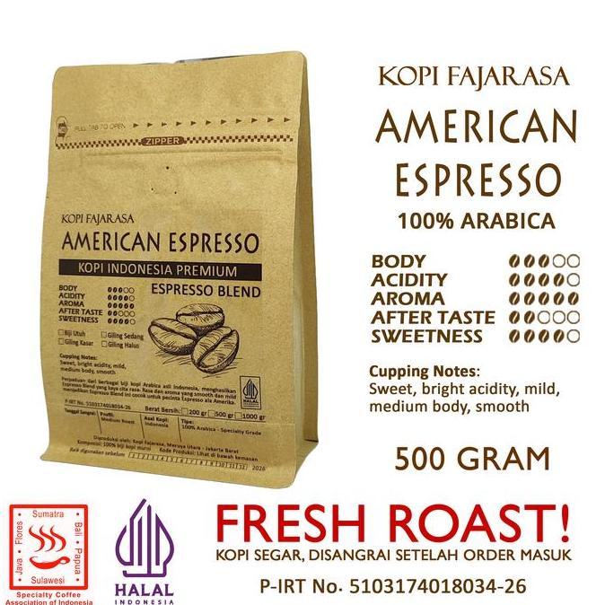 Best Seller Kopi Fajarasa American Espresso Biji Kopi Espresso Blend 500 Gram Premium
