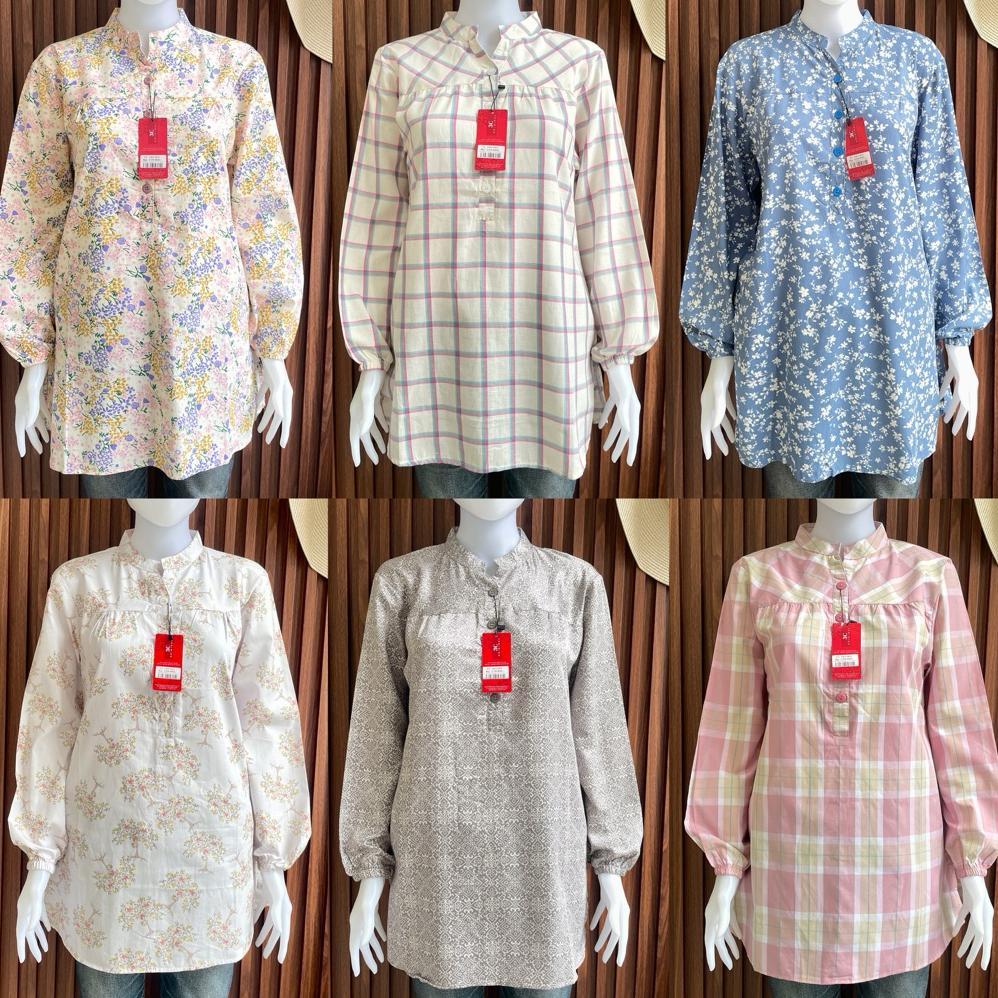 Tunik Eclo Tunik Wanita 3C Motif Kotak Kotak Tunik Wanita Bahan Katun Premium