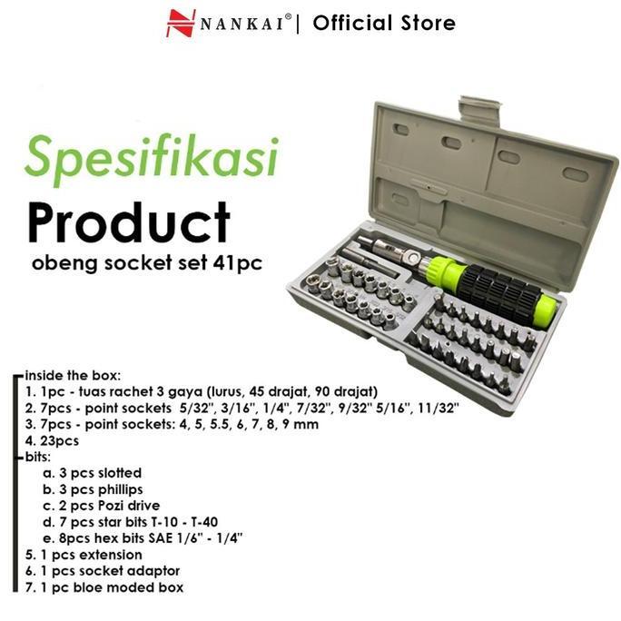 Hnds- Obeng Sock Set 41 Pcs / Kunci Obeng Socket 41 Pcs Nankai