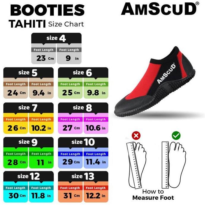 Esqu - Amscud Booties Havana Low Boot Red / Booties Diving / Sepatu Diving / Sepatu Selam Short Sepa