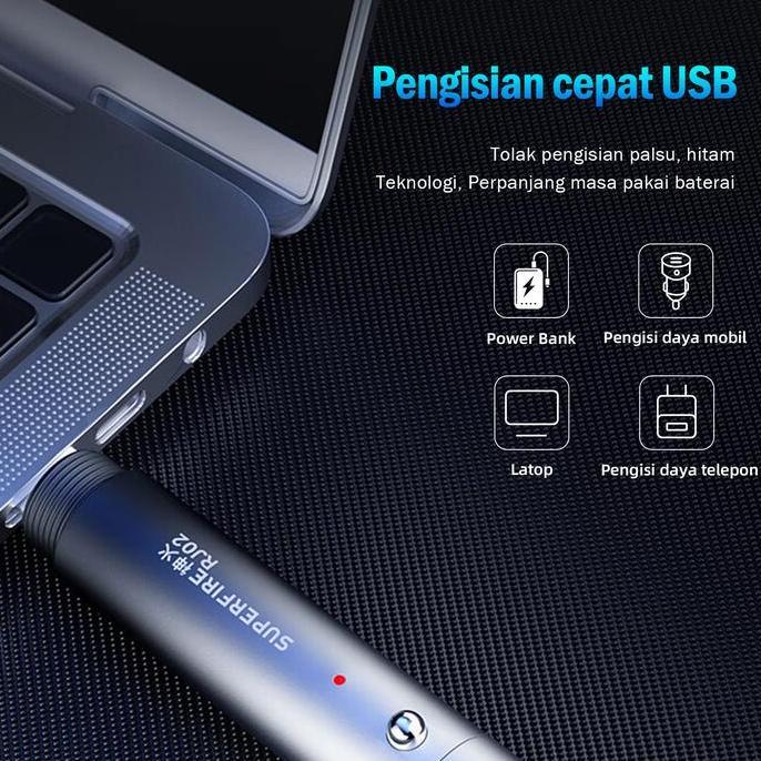 Kinco- Superfire Laser Pointer Usb Rechargeable Senter 77G Portabel Aluminium Alloy Green Lht Torch 