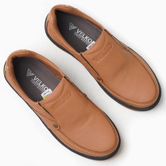 Shoe- Sepatu Slip On Kulit Sapi Velko Flat Shoes Pria Flat Shoes Sepatu Cowok