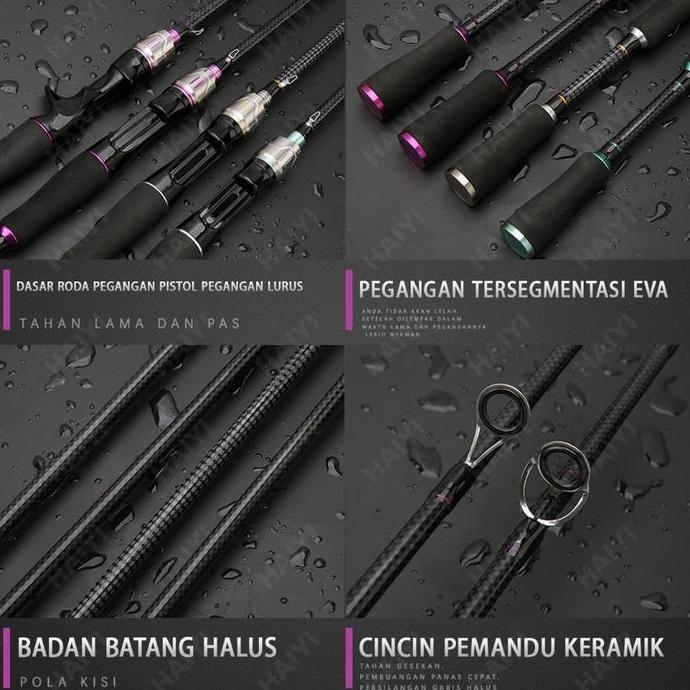 HAIYI FISHING Joran Pancing 1.65m/1.8m/2.1m Fishing Rod Carbon Resistansi maksimum 20KG Fishing Pole