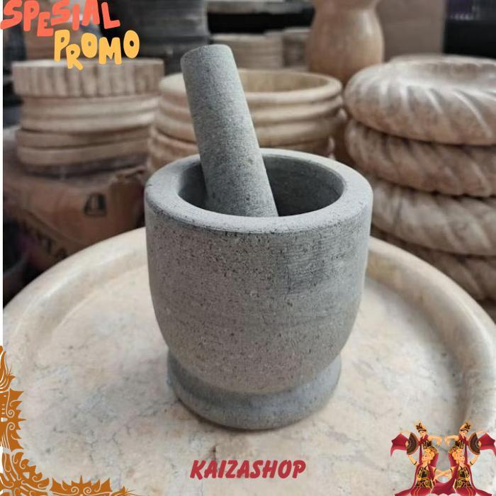 Lumpang Alu Tumbukan Ulekan Batu Andesit Alam Andesit Stone Mortar Pestle 6/3