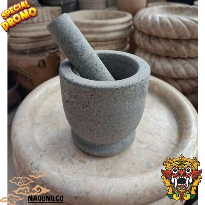 Lumpang Alu Tumbukan Ulekan Batu Andesit Alam Andesit Stone Mortar Pestle 6/3