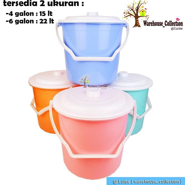 Ember Pastel 4 Galon (15 Liter)/ 6 Galon(22 Liter)/Ember Tutup Warna Warni /Ember Tebal Pastel Seri