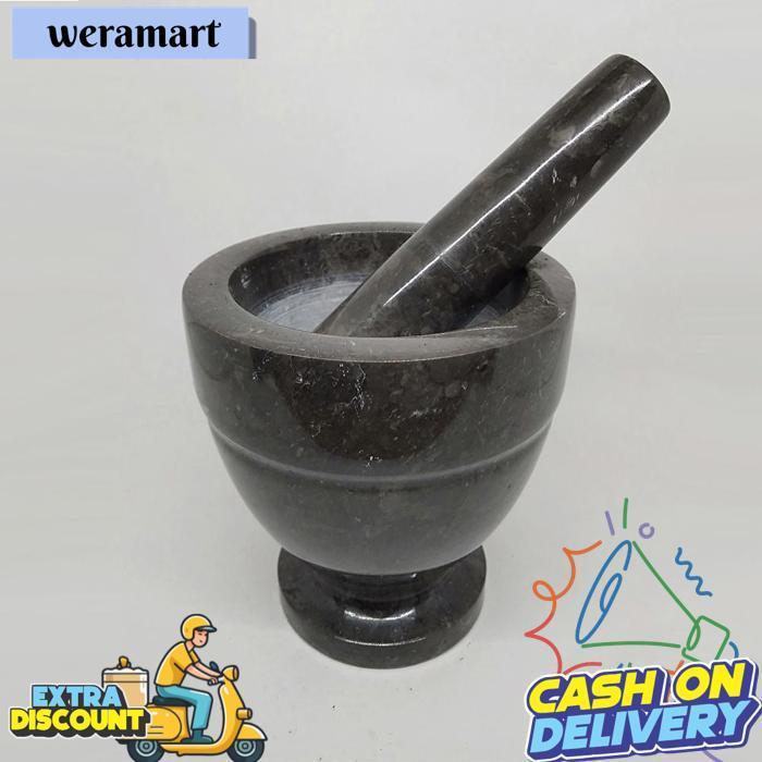 Lumpang Alu Batu Lesung Mini Marmer Asli Tumbukan Tumbuk Obat Puyer Ulekan Ulek Mortar & Pestle 6/3