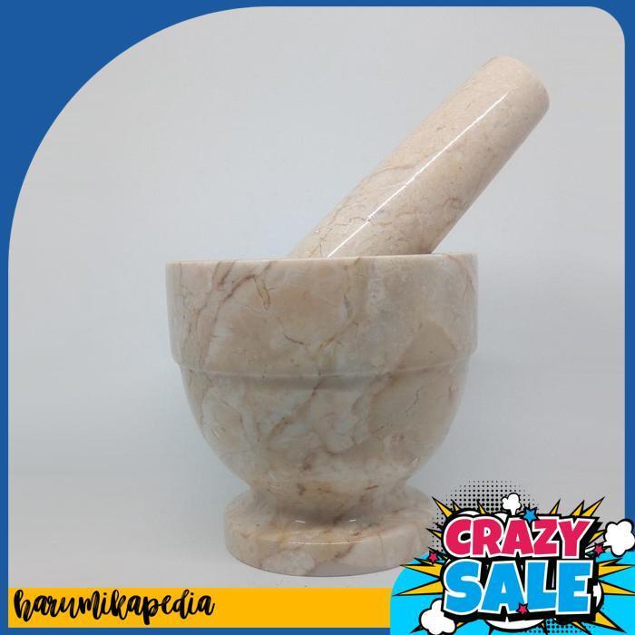 Lumpang Alu Batu Lesung Mini Marmer Asli Tumbukan Tumbuk Obat Puyer Ulekan Ulek Mortar & Pestle 6/3