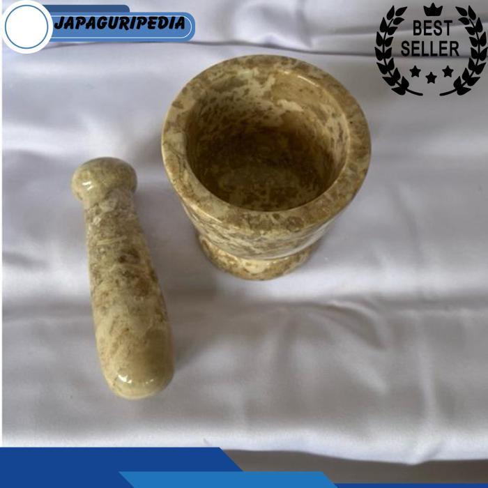 Lumpang Alu Batu Marmer Tumbukan Batu Tumbuk Ulekan Granit Natural Marble Stone Mortar Pestle 6/3