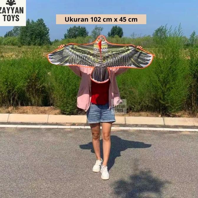 Layangan Bentuk Burung Elang - Layang 1 Pc Motif Olahraga Outdoor 1.1m Dengan Tali 30m Besar Ramrama