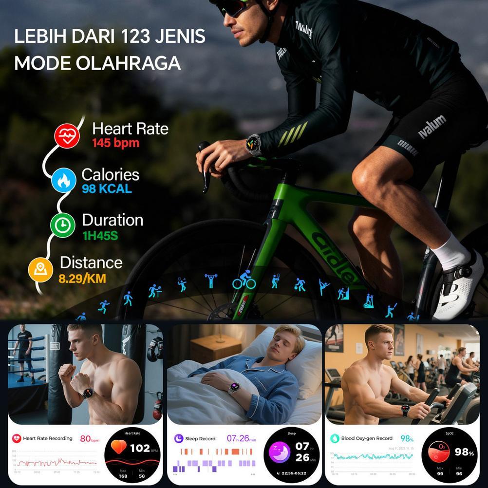 HOT SALE Morein Plus GT2 Smartwatch - Layar AMOLED 1.43'' | Casing Logam | Tahan Air 1ATM | 123 Mode