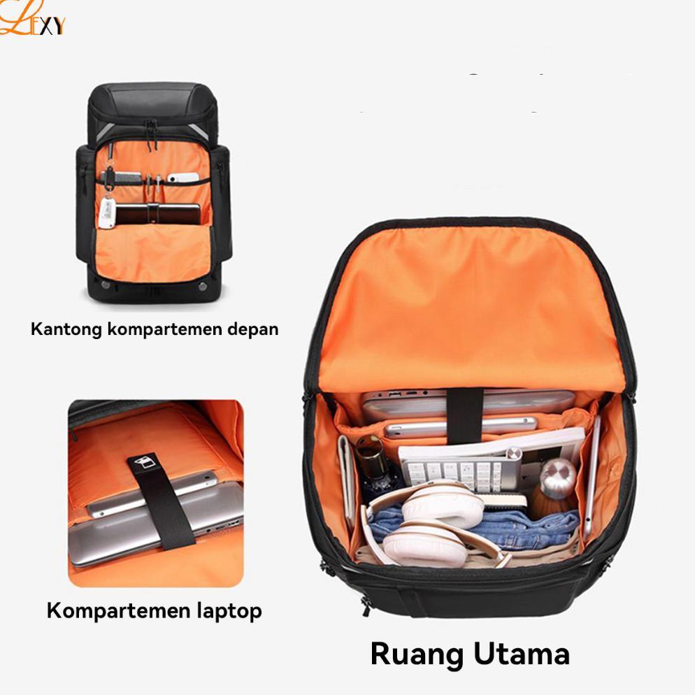sale LEXY Tas Traveling Pria Kapasitas Besar Ransel Multifungsi Tahan Air Dengan Kompartemen Sepatu 