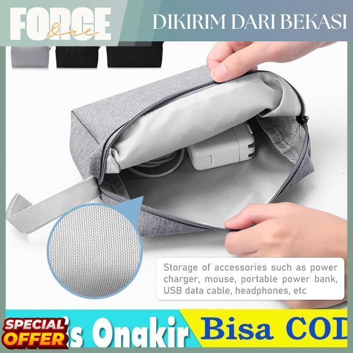Force One Pouch / Tas Gadget Double Layer Tas Travel Zipper Organizer Gadget Ukuran Besar Tas Handph