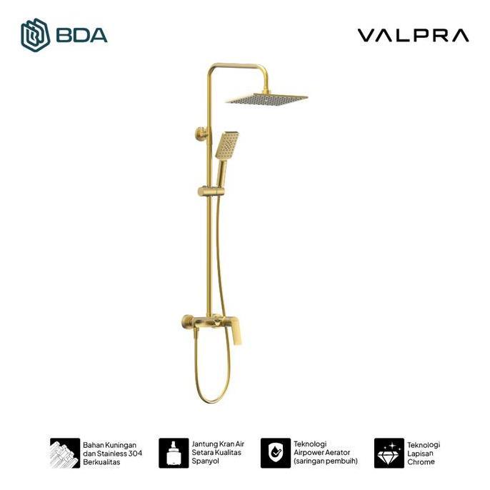 Valpra Shower Kamar Mandi Set Shower Set Kamar Mandi Shower Set Tiang Shower Mandi Panas Dingin Gold