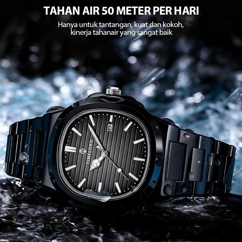 HOT Jam tangan pria 2066 TIMELORD Original Bergaransi water resistant Hitam FULL