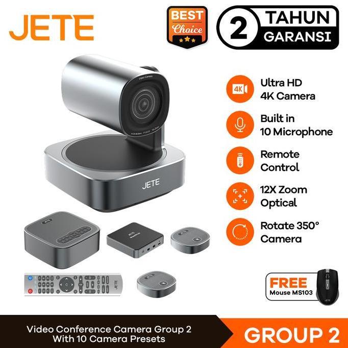 Best Seller Jete Webcam Video Conference Group 2 4K 12X Zoom With 2 Mic Expansion - Garansi Resmi 2 