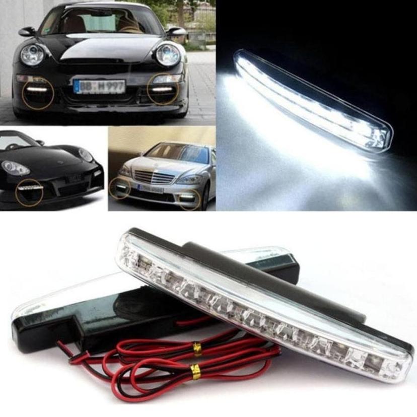 Cash Back Lampu Fog Lamp Daytime Running Light Drl Mobil 8 Led 6000K 12V 1Pcs
