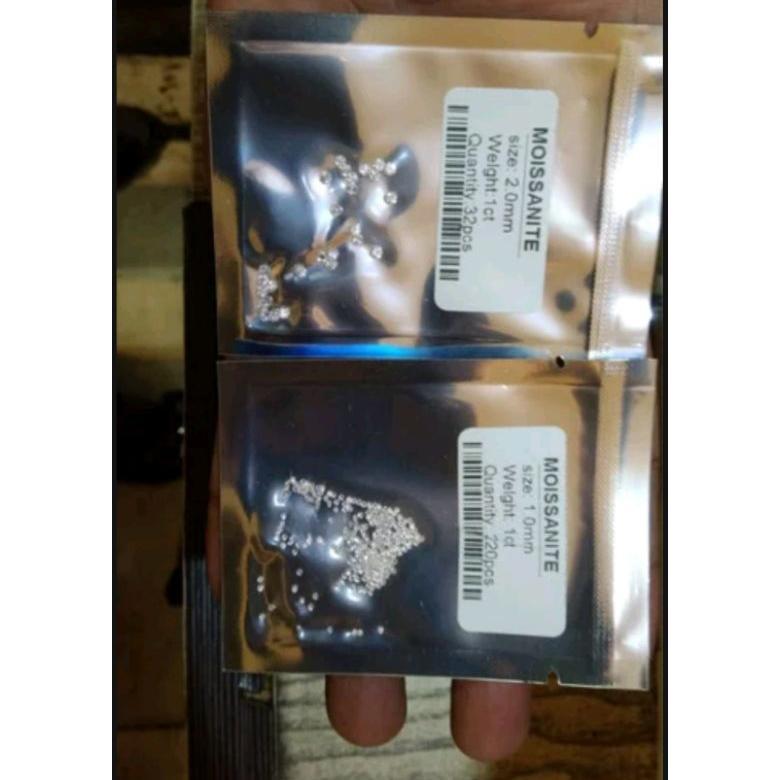 Termurah Berlian Moissanite tabur 2 mm 1 crt isi 28 pcs per pack 1 crt