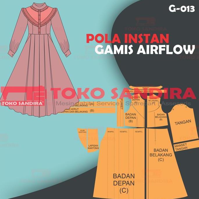 pola gamis/pola instan gamis/pola gamis maxi/pola instan murah/G-013 Alqshop