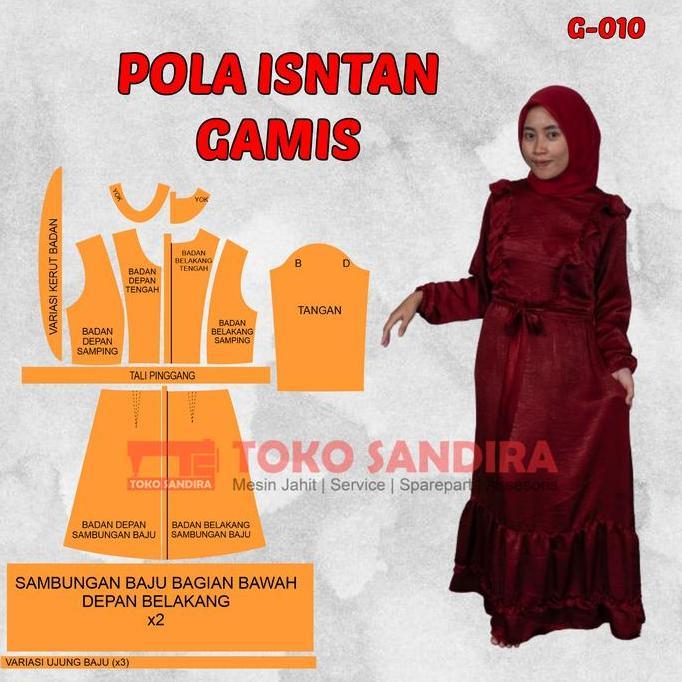pola instan gamis/pola gamis wanita/pola gamis maxi/pola instan murah/G-010 Alqshop