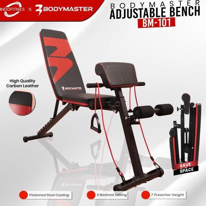 Bodymaster Adjustable Bench Bm-101 Kursi Bangku Gym Bench Gym Multifungsi Sit Up Preacher
