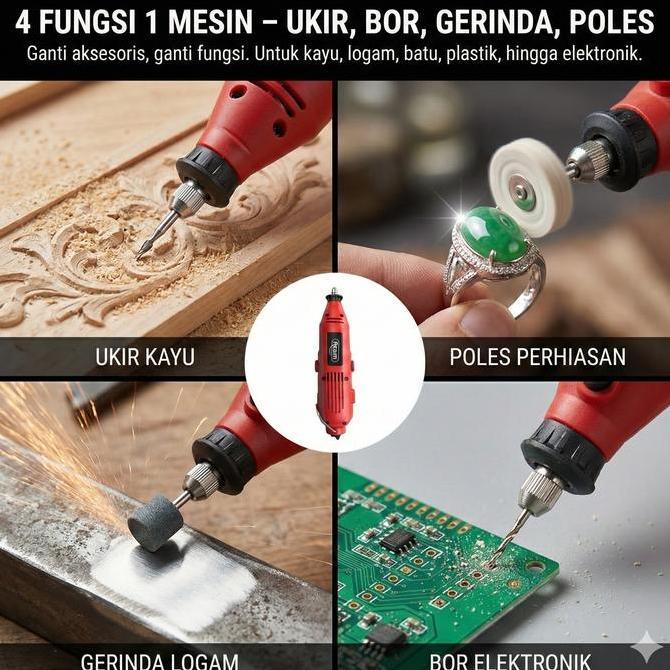 REAIM Gerinda Mini Set 211PCS Mesin Gerinda Mini Alat Ukir Listrik Mini Grinder 220V Untuk Ukir Kayu