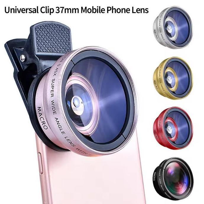 TM Lensa Kamera Hp 0.5X Dengan Klip Untuk Handphone 2 In 1 Lensa Super 0.45x Wide Angle Lens Macro S