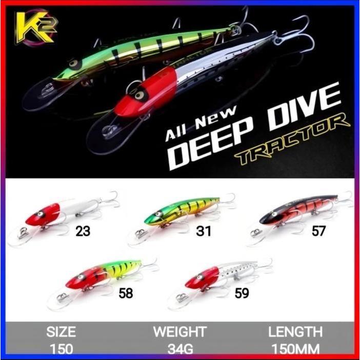 EUPRO K2 TRACTOR Deep Diver Trolling Minnow 150mm / 34g TT150 | Lure Umpan Trolling Minnow Rapala Ha