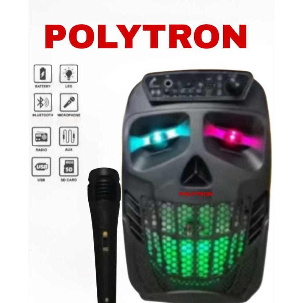 NEW SPEAKER BLUETOOTH KIMISO/POLYTRON 7801 MINI PORTABLE 6.5 INCH FREE MIC