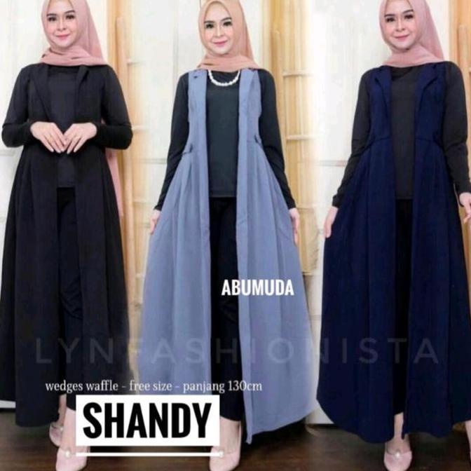 TERBARU  LONG CARDIGAN WANITA FASHION MUSLIMAH TANPA LENGAN/OUTER PANJANG KARDIGAN GAMIS MEWAH/SHAND
