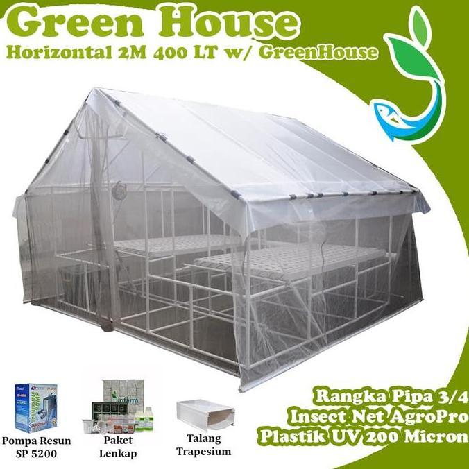 Paket Tanam Hidroponik NFT Horizontal 2 Meter 400 Lubang Greenhouse