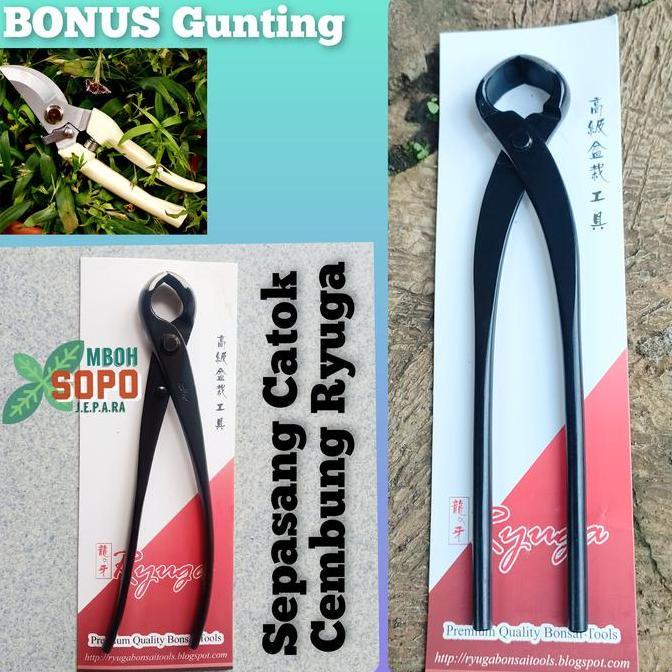 Alat Bonsai, Sepasang Krekut/Catok Ryuga Carbon, 21 cm dan 28 cm