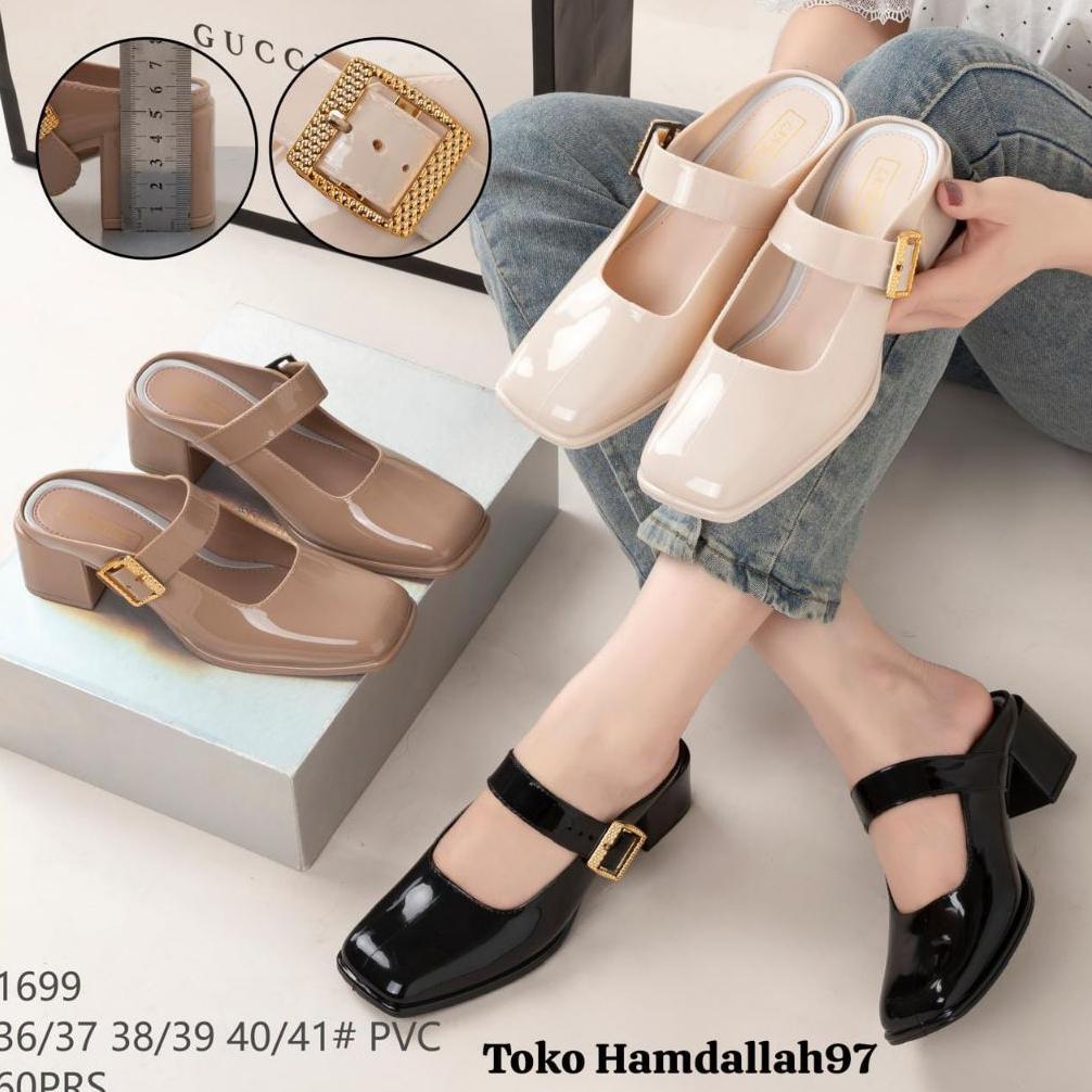 GARANSI SEPATU SANDAL WANITA TERBARU HAK TINGGI 5 CM/ SEPATU SENDAL PEREMPUAN 1699 LANCOME 36-41 NEW