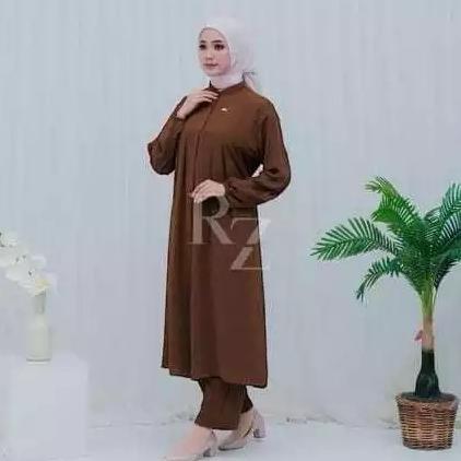 Ready Stock Setcel Tunik Jumbo / Setelan Celana Tunik Jumbo Bahan Katun Premium Kekinian