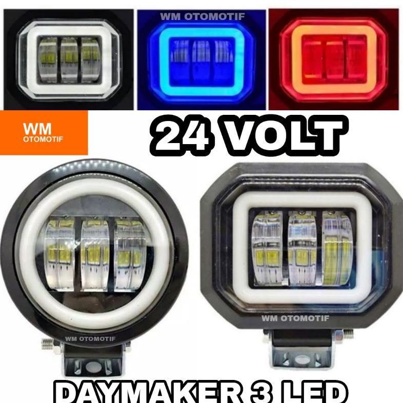 Murah Lampu Led Tembak Cwl 24 Volt Truk Bus Fuso Daymaker Mini 3 Mata Angel Eye 4D Lens Sorot Tronto