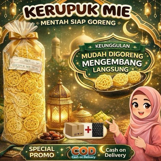 Kerupuk Mie Mentah Gurih Cemilan 500 Gram & 1 Kg Promo Snack Kering Food Asin Rambak Pedas Ayam Pack