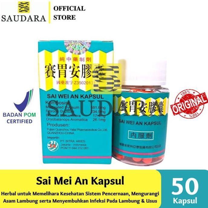Sai Mei An Jiao Nang (50 Kapsul) - Asam Lambung, Nyeri Pada Perut